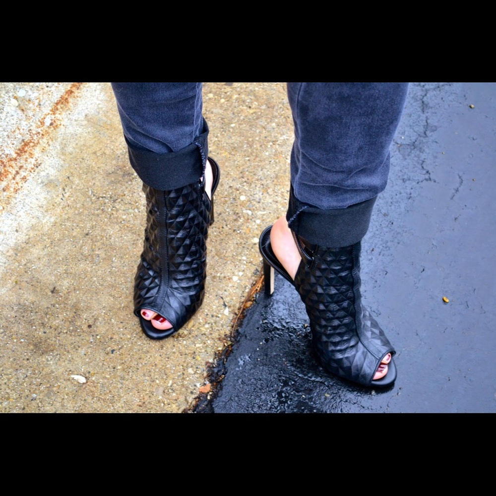 BCBG black peep toe bootie